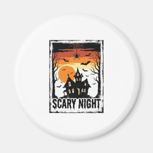 Scary Night Haunted House Vintage Halloween Shirt_ Magnet