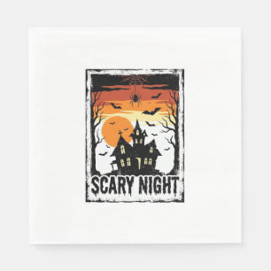 Scary Night Haunted House Vintage Halloween Shirt_ Napkin