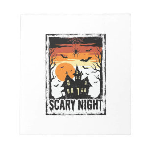 Scary Night Haunted House Vintage Halloween Shirt_ Notepad
