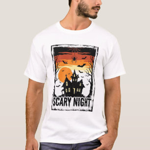 Scary Night Haunted House Vintage Halloween Shirt_ T-Shirt