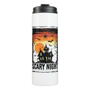 Scary Night Haunted House Vintage Halloween Shirt_ Thermal Tumbler