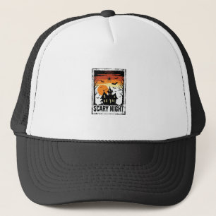 Scary Night Haunted House Vintage Halloween Shirt_ Trucker Hat