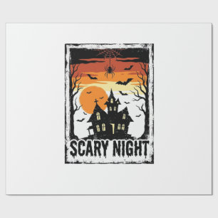 Scary Night Haunted House Vintage Halloween Shirt_ Wrapping Paper