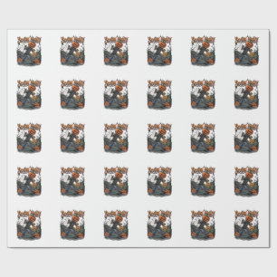 Scary Night Pumpkin Head Monster Lantern Graveyard Wrapping Paper