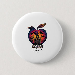 Scary Night Raven Apple Spooky Haunted Castle Hall 6 Cm Round Badge