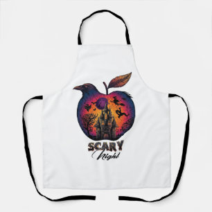 Scary Night Raven Apple Spooky Haunted Castle Hall Apron