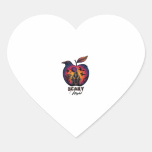 Scary Night Raven Apple Spooky Haunted Castle Hall Heart Sticker