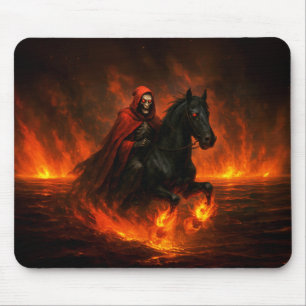 Scary Night Rider On Black Stallion Mouse Mat