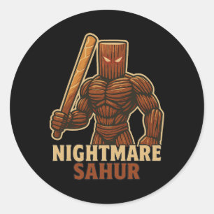 Scary Night Sahur - Funny Italian Brainrot Kids Ga Classic Round Sticker