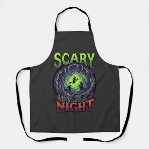 Scary Night Witches Bat Cave Neon Vortex Skeletons Apron