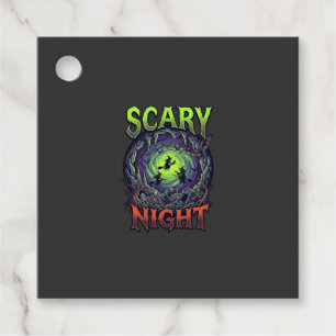 Scary Night Witches Bat Cave Neon Vortex Skeletons Favour Tags
