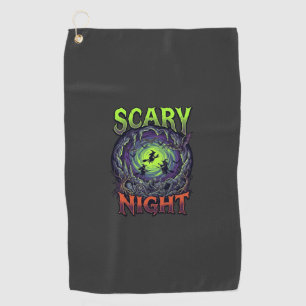 Scary Night Witches Bat Cave Neon Vortex Skeletons Golf Towel