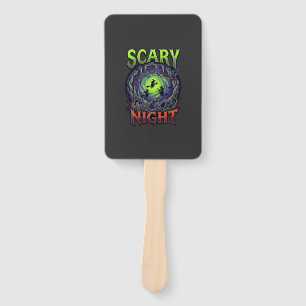 Scary Night Witches Bat Cave Neon Vortex Skeletons Hand Fan