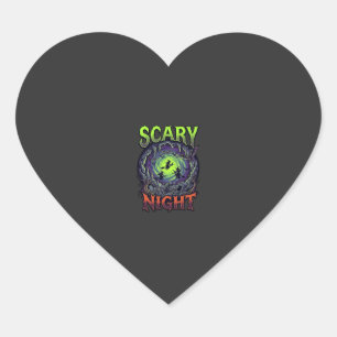 Scary Night Witches Bat Cave Neon Vortex Skeletons Heart Sticker