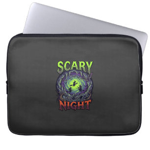 Scary Night Witches Bat Cave Neon Vortex Skeletons Laptop Sleeve