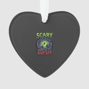 Scary Night Witches Bat Cave Neon Vortex Skeletons Ornament