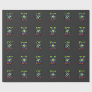 Scary Night Witches Bat Cave Neon Vortex Skeletons Wrapping Paper