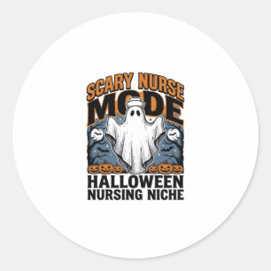 Scary Nurse Costume Halloween Ghost Nursing Shirt_ Classic Round Sticker