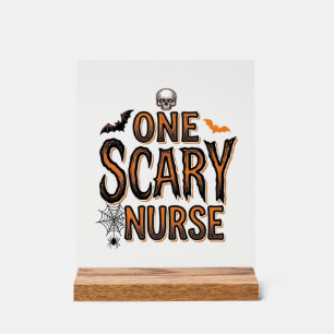 Scary Nurse Halloween Vintage Engraving Shirt Desi Acrylic Sign
