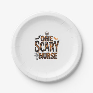 Scary Nurse Halloween Vintage Engraving Shirt Desi Paper Plate