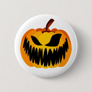 Scary Orange Halloween Pumpkin 6 Cm Round Badge