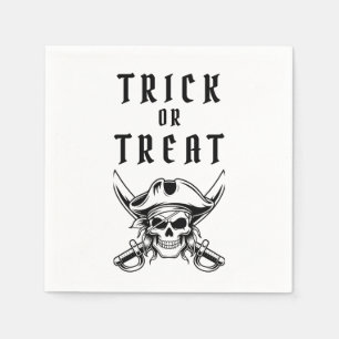 Scary Pirate Skull Trick Or Treat Halloween Napkin