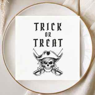 Scary Pirate Skull Trick Or Treat Halloween Napkin