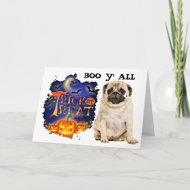 Scary Pug Halloween Card (Front)