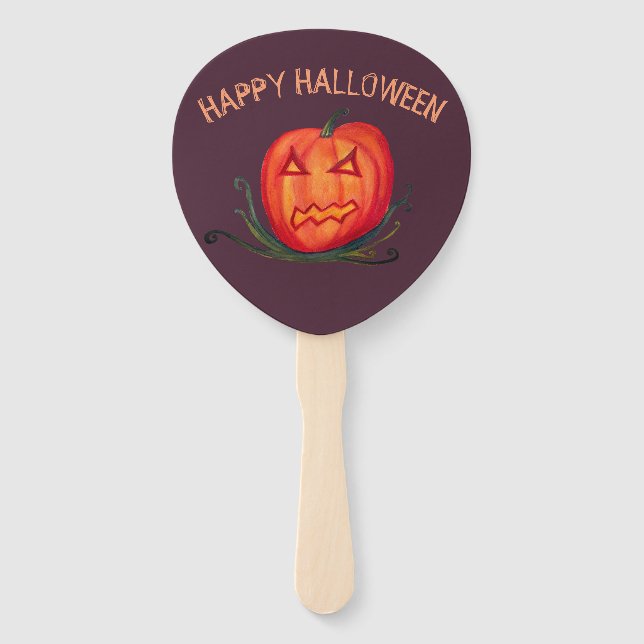Scary Pumpkin  Art Halloween Day  Paddle Hand Fan (Front)