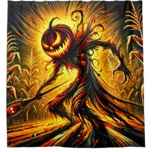 Scary Pumpkin Art Shower Curtain