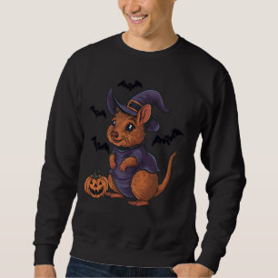 Scary Pumpkin Bat Funny Witch Hat Quokka Halloween Sweatshirt