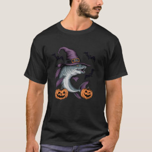 Scary Pumpkin Bat Witch Barracuda Fish Halloween T-Shirt