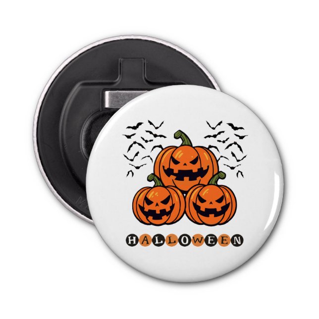 Scary Pumpkin Face Halloween  Bottle Opener (Front)