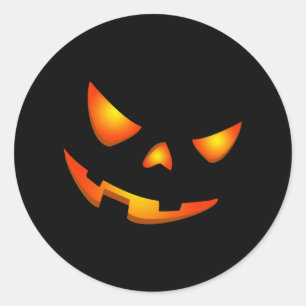 Scary Pumpkin Face Halloween Jack O Lantern Classic Round Sticker