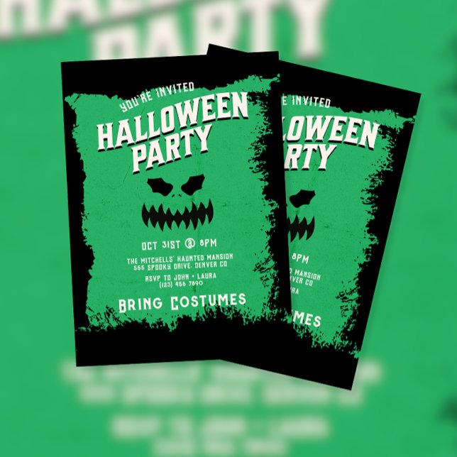 Scary Pumpkin Face Halloween Party Invitation (Creator Uploaded)