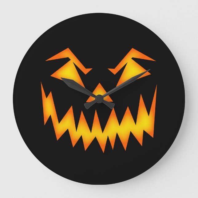 Scary Pumpkin Face Large Clock (Front)