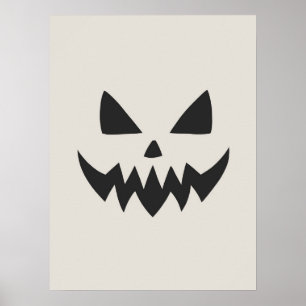 Scary Pumpkin Face Retro Halloween Art Print