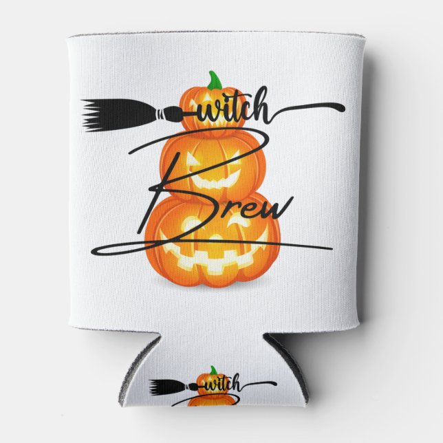 Scary Pumpkin Halloween Art | Spooky Fun Can Cooler (Front)