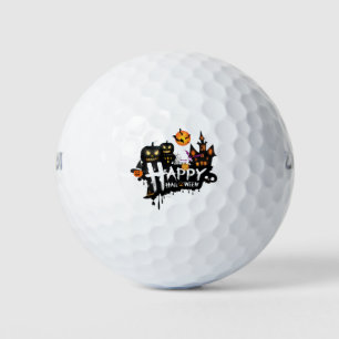 Scary Pumpkin Halloween Art Spooky Fun Golf Balls