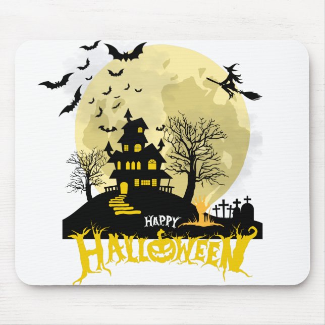 Scary Pumpkin Halloween Art | Spooky Fun Mouse Mat (Front)