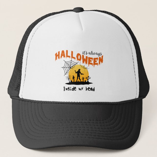 Scary Pumpkin Halloween Art | Spooky Fun Trucker Hat (Front)