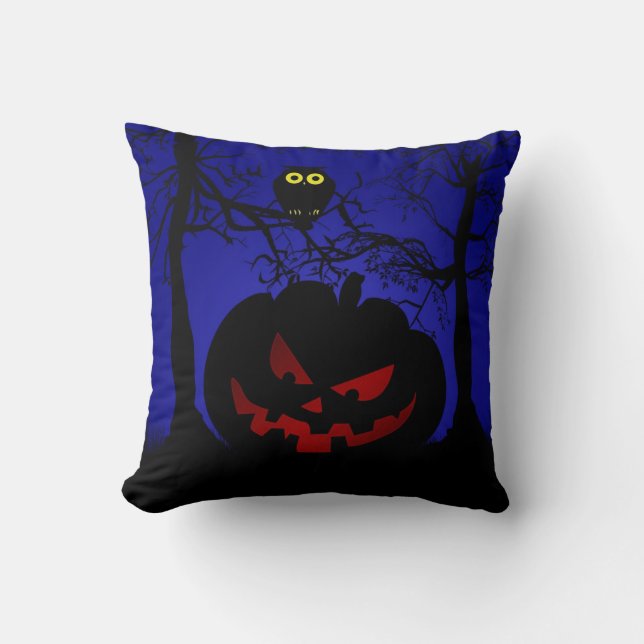 Scary Pumpkin Halloween Decorative Cushion (Front)