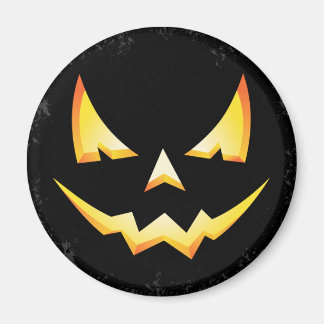 Scary Pumpkin Halloween Round Magnet