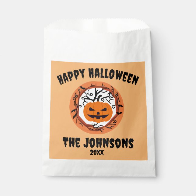 Scary Pumpkin Halloween Treat Bags Party Favour (Front)