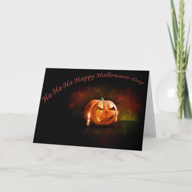 Scary Pumpkin Happy Halloween Day Card (Front)