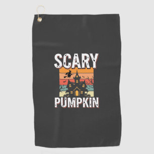 Scary Pumpkin Haunted House Halloween Design_1 Golf Towel