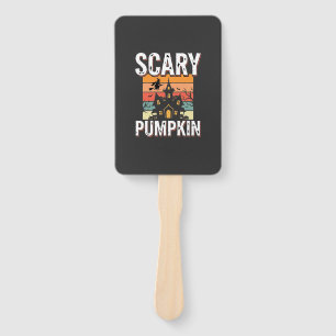 Scary Pumpkin Haunted House Halloween Design_1 Hand Fan