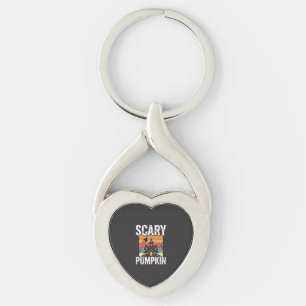 Scary Pumpkin Haunted House Halloween Design_1 Key Ring