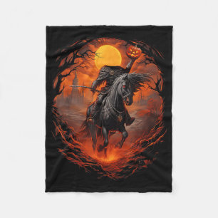 Scary Pumpkin Headless Horseman Halloween  Fleece Blanket