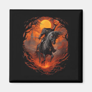 Scary Pumpkin Headless Horseman Halloween Magnet
